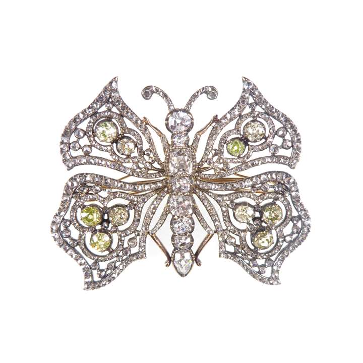 19th century openwork diamond butterfly brooch